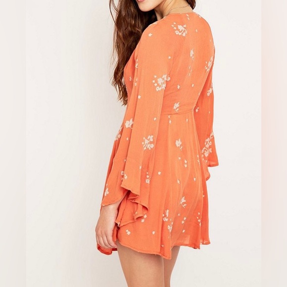 Free People Jasmine Embroidered Mini Dress, Size 2, Papaya Orange - Picture 10 of 11